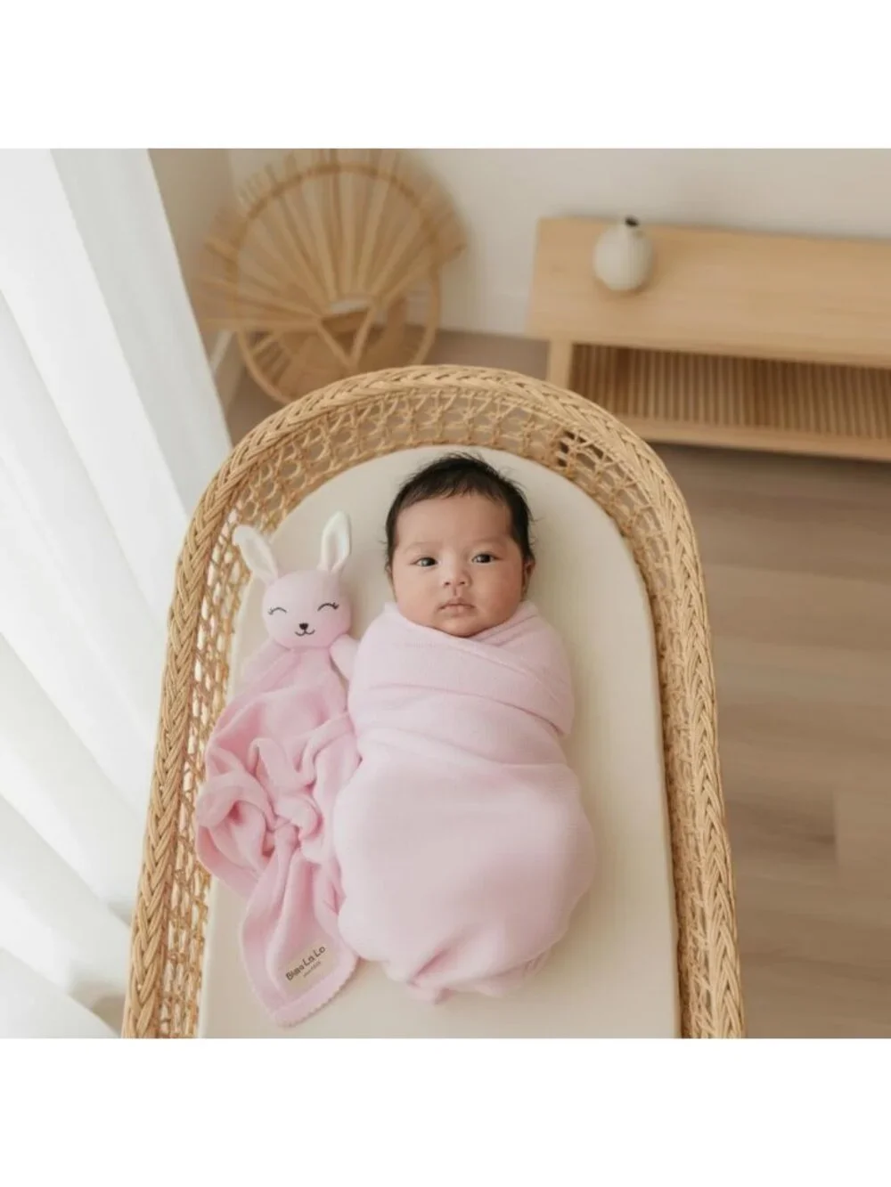 Organic Cotton Baby Gift Set - Newborn Blanket & Bunny Lovey Security Blanket